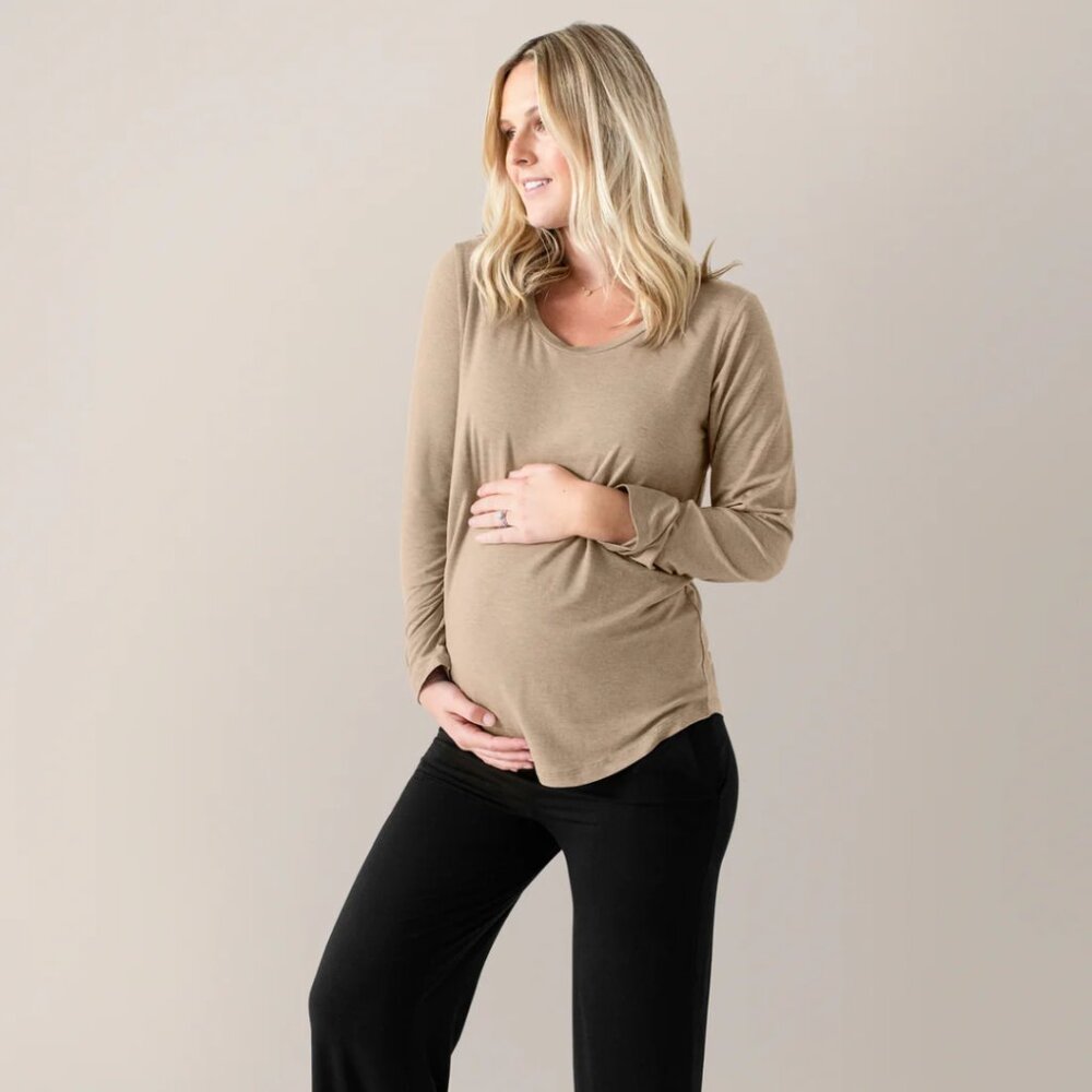 Kindred Bravely Bamboo Maternity & Nursing Long Sleeve T-shirt Oatmeal size L
